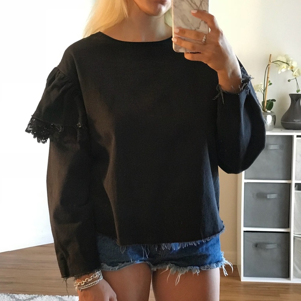 Zara/ Denim shirt long sleeve washed black  M